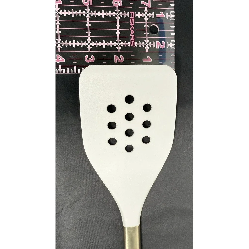 Figmint Kitchen Utensil Set 2pc Cream Gold Silicone Slotted Turner Solid Spoon